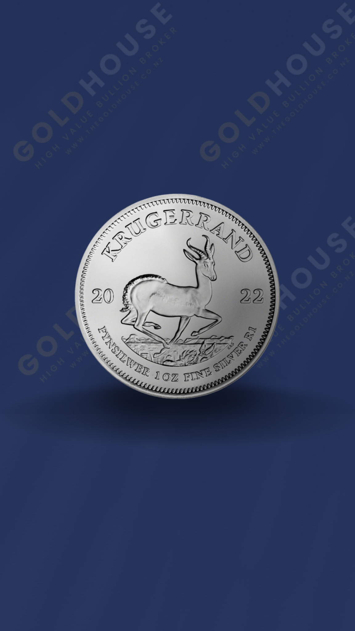 Front-Silver-Krugerrand-2022-Monster-Box-1oz-X-500-www.thegoldhouse.co.nz Front view of a 2022 Silver Krugerrand Monster Box containing 500 one-ounce coins - The Gold House